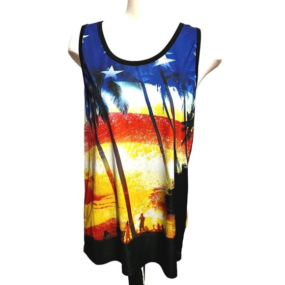 Pacific Surf Authentic Classic Tank Top Sz Large Womens Patriotic Beach Shirt - Picture 1 of 6
